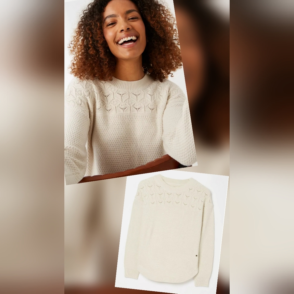 Fat Face Cream Textured Knit‎ Sweater~Size 8
